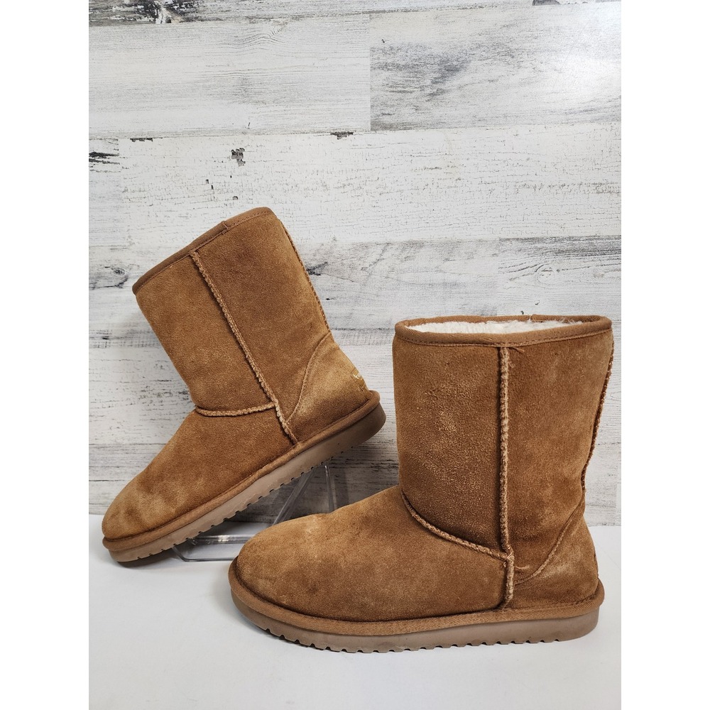 Koolaburra by UGG Victoria Short Boots Women 9 Chestnut Suede Faux Fur Winter